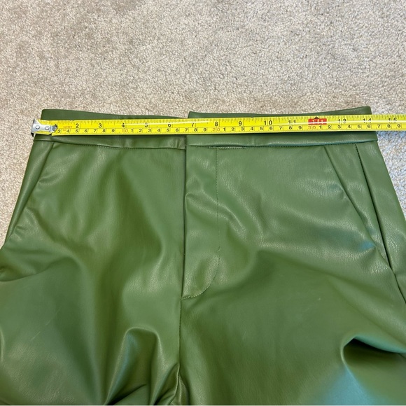 Zara Green high-rise faux leather pleather straight bootcut pants vegan XS - Picture 10 of 16